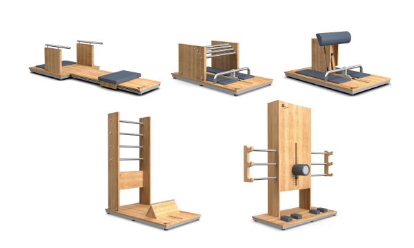 Beweglichkeits-, Dehnungs- und Stretchinggeräte aus Holz 5-er Trainingszirkel New Classic