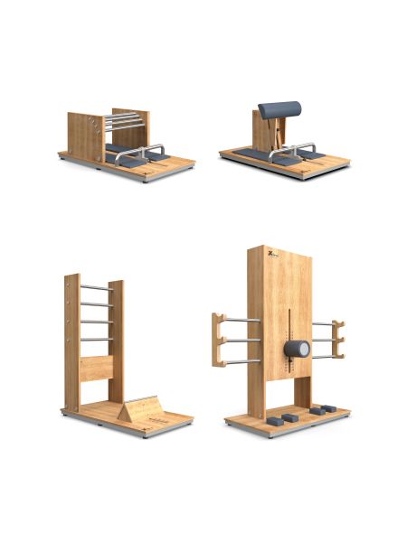 Beweglichkeitstrainingsgeräte, Dehnungs- und Stretchinggeräte aus Holz 4-er Trainingszirkel New Clas
